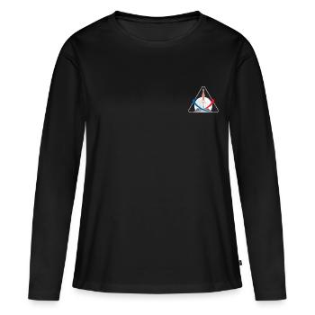 NASA Logo Sur La Poitrine Avec La Lune Et La Fusée - T-shirt manches longues Premium bio Femme - noir - Devant - Julia (174cm)
