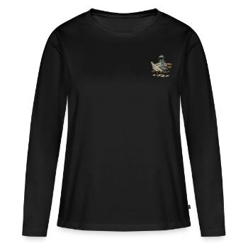 Colombe espionne - T-shirt manches longues Premium bio Femme - noir - Devant - Julia (174cm)