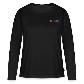 HELSINKI - T-shirt manches longues Premium bio Femme - noir - Devant - Julia (174cm)