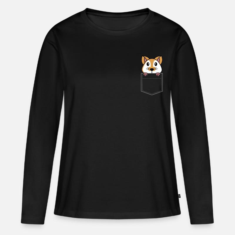 Hamster - Frauen Premium Bio Langarmshirt - Schwarz