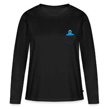5 Rue Sésame Macaron poche - T-shirt manches longues Premium bio Femme - noir - Devant - Julia (174cm)