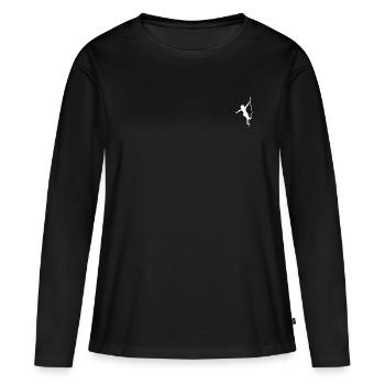 Kletterin Berge Felsklettern - Frauen Premium Bio Langarmshirt - Schwarz - Vorne - Julia (174cm)