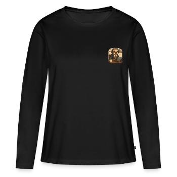 Bureau - Paresseux - T-shirt manches longues Premium bio Femme - noir - Devant - Julia (174cm)