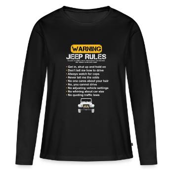 Avertissement Règles Jeep - T-shirt manches longues Premium bio Femme - noir - Devant - Julia (174cm)
