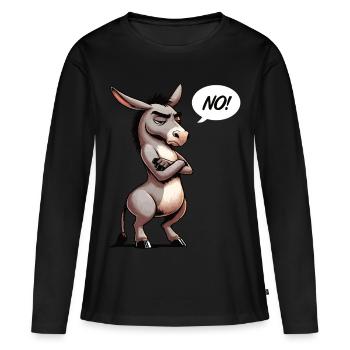 Pas d’âne âne âne Porte-âne Muli âne à longues oreilles - T-shirt manches longues Premium bio Femme - noir - Devant - Julia (174cm)
