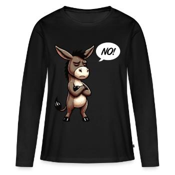 Pas d’âne âne âne Porte-âne Muli âne à longues oreilles - T-shirt manches longues Premium bio Femme - noir - Devant - Julia (174cm)