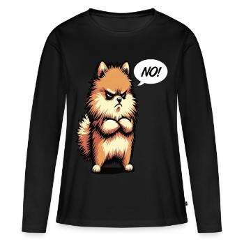 Pas de Spitz nain de Poméranie Spitz Nain Porte-Spitz - T-shirt manches longues Premium bio Femme - noir - Devant - Julia (174cm)