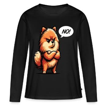 Pas de Spitz nain de Poméranie Spitz Nain Porte-Spitz - T-shirt manches longues Premium bio Femme - noir - Devant - Julia (174cm)
