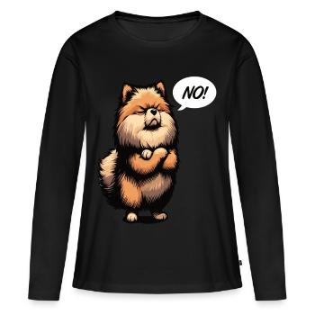 Pas de Spitz nain de Poméranie Spitz Nain Porte-Spitz - T-shirt manches longues Premium bio Femme - noir - Devant - Julia (174cm)