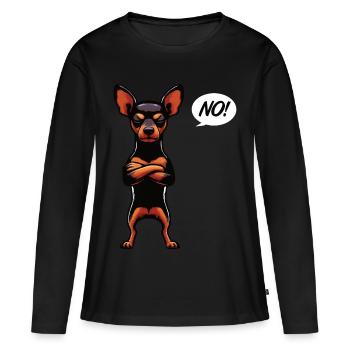 Pas de Pinscher miniature Pinscher Propriétaire de Pinscher - T-shirt manches longues Premium bio Femme - noir - Devant - Julia (174cm)