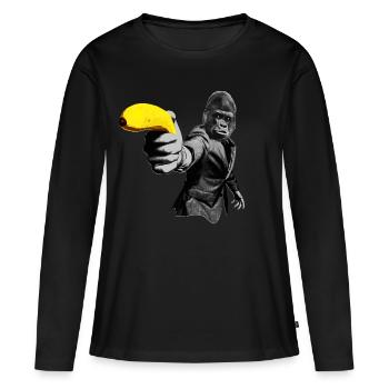 Officer Ape 001 - Women's Premium Organic Long Sleeve Shirt - black - Front - Julia (174cm)