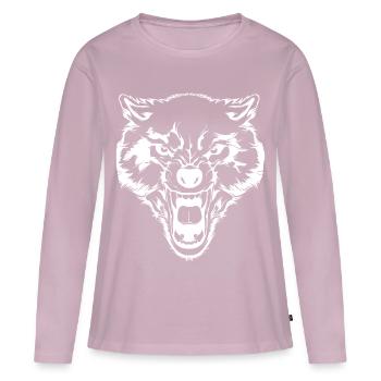 Wolf - Cooler Wolf - Zeichnung - Frauen Premium Bio Langarmshirt - Altrosa - Vorne - Julia (174cm)