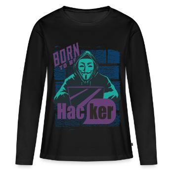 Hacker - Frauen Premium Bio Langarmshirt - Schwarz - Vorne - Julia (174cm)