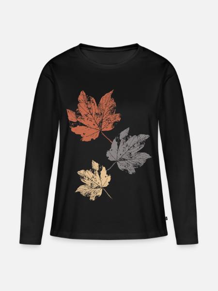 Bunte Herbstblätter Herbstlaub - Frauen Premium Bio Langarmshirt - Schwarz