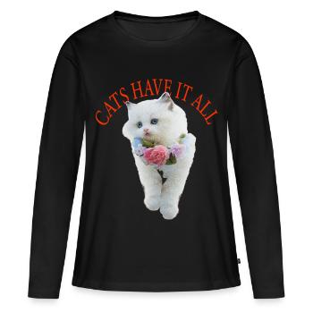 Sassy Cat - Women's Premium Organic Long Sleeve Shirt - black - Front - Julia (174cm)