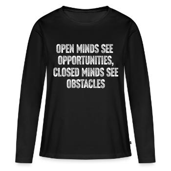 Open Minds Inspire Opportunities - T-shirt manches longues Premium bio Femme - noir - Devant - Julia (174cm)