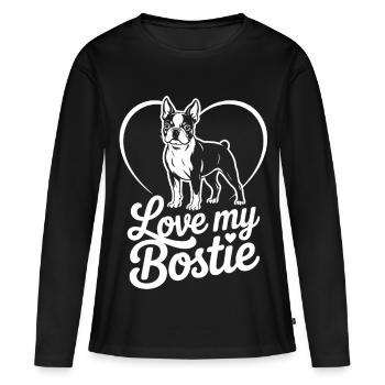 Bostie Liebe Herz Silhouette - Frauen Premium Bio Langarmshirt - Schwarz - Vorne - Julia (174cm)