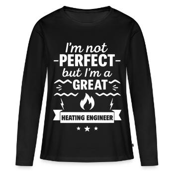 Je ne suis pas parfait mais je suis un excellent chauffagiste - T-shirt manches longues Premium bio Femme - noir - Devant - Julia (174cm)