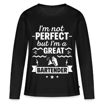 Je ne suis pas parfait mais je suis un excellent barman - T-shirt manches longues Premium bio Femme - noir - Devant - Julia (174cm)