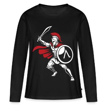 Guerrier Spartiate Épée Mascotte Spartan Strike - T-shirt manches longues Premium bio Femme - noir - Devant - Julia (174cm)