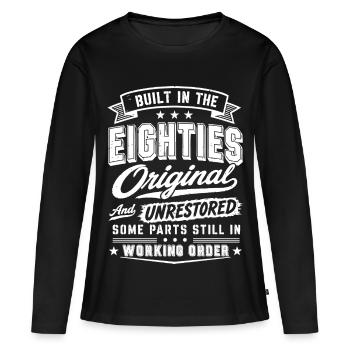 Lustiges Vintage 80er Jahre Design Built in the... - Frauen Premium Bio Langarmshirt - Schwarz - Vorne - Julia (174cm)