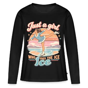 Patinage artistique rétro : juste une fille qui aime la glace - T-shirt manches longues Premium bio Femme - noir - Devant - Julia (174cm)