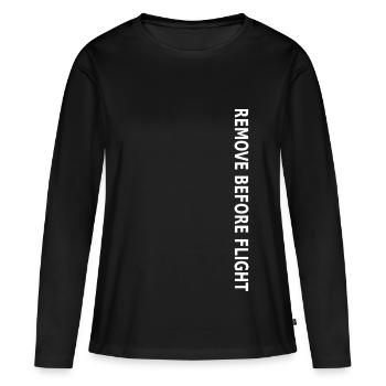 Supprimer avant le vol - T-shirt manches longues Premium bio Femme - noir - Devant - Julia (174cm)
