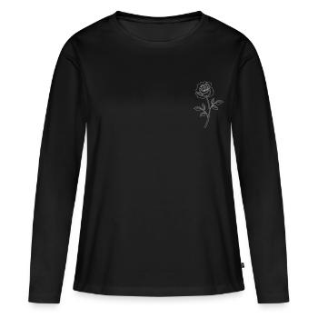 Rose blanche - T-shirt manches longues Premium bio Femme - noir - Devant - Julia (174cm)