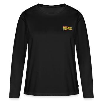 Retour Vers Le Futur Logo - T-shirt manches longues Premium bio Femme - noir - Devant - Julia (174cm)