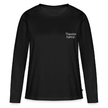 Mauvaise humeur. - T-shirt manches longues Premium bio Femme - noir - Devant - Julia (174cm)