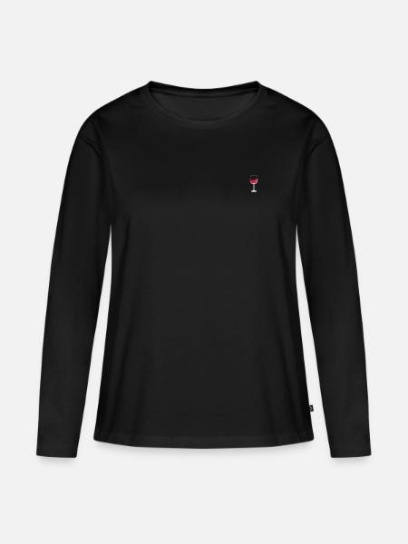 Weinglas - weiß - Frauen Premium Bio Langarmshirt - Schwarz