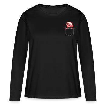 Adlerkopf in Brusttasche Krallen Adler Frankfurt - Frauen Premium Bio Langarmshirt - Schwarz - Vorne - Julia (174cm)