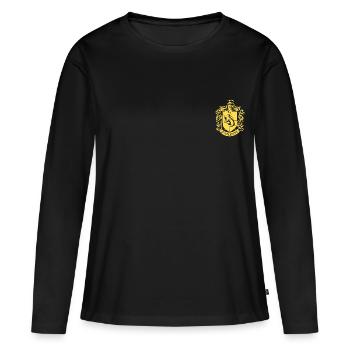 Harry Potter Emblème Hufflepuff petit - T-shirt manches longues Premium bio Femme - noir - Devant - Julia (174cm)