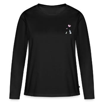 Elefanten Herz Valentinstag Geschenk Liebe - Frauen Premium Bio Langarmshirt - Schwarz - Vorne - Julia (174cm)