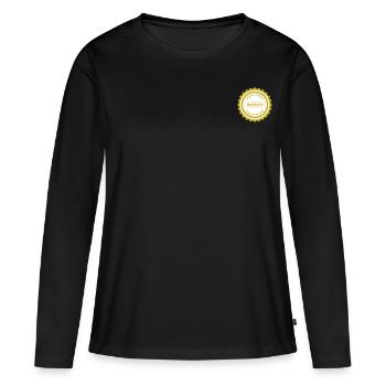 Label de qualité / Maman / Français / Petit - T-shirt manches longues Premium bio Femme - noir - Devant - Julia (174cm)
