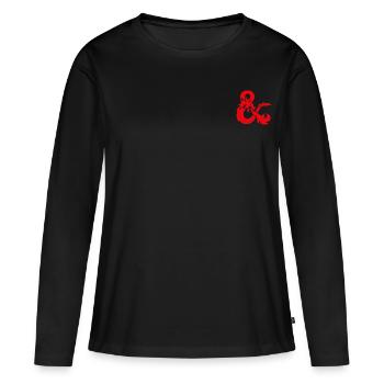 Dungeons And Dragons Kleines Logo In Rot - Frauen Premium Bio Langarmshirt - Schwarz - Vorne - Julia (174cm)