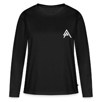 Logo en blanc - T-shirt manches longues Premium bio Femme - noir - Devant - Julia (174cm)