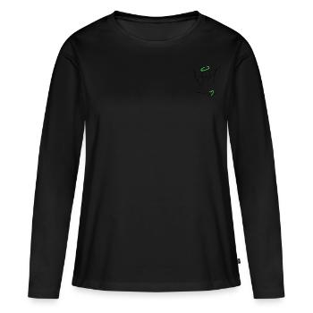 Ange coeur vert-vert - T-shirt manches longues Premium bio Femme - noir - Devant - Julia (174cm)