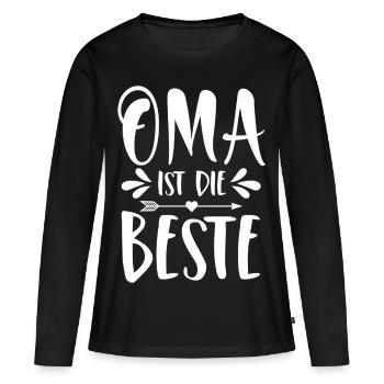Oma ist die Beste - Frauen Premium Bio Langarmshirt - Schwarz - Vorne - Julia (174cm)