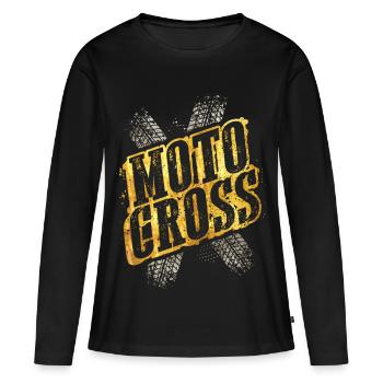 Motocross - Pilote de motocross - Conduite de motocross - T-shirt manches longues Premium bio Femme - noir - Devant - Julia (174cm)