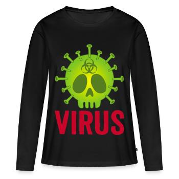 Todeskopf Virus - Frauen Premium Bio Langarmshirt - Schwarz - Vorne - Julia (174cm)