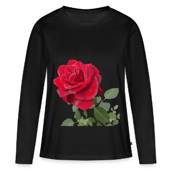 Rote Rose - Frauen Premium Bio Langarmshirt - Schwarz - Vorne - Julia (174cm)