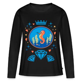 Insigne d’hippocampe Diamond - T-shirt manches longues Premium bio Femme - noir - Devant - Julia (174cm)