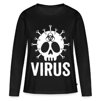Crâne de virus - T-shirt manches longues Premium bio Femme - noir - Devant - Julia (174cm)