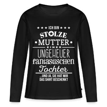 Maman Fière cadeau de Noël Maman d’anniversaire - T-shirt manches longues Premium bio Femme - noir - Devant - Julia (174cm)