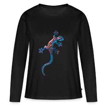 Echse in Blau - Frauen Premium Bio Langarmshirt - Schwarz - Vorne - Julia (174cm)