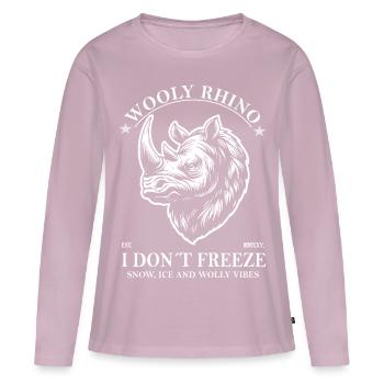 Wollnashorn - Ich friere nicht und Eiszeit Design - Frauen Premium Bio Langarmshirt - Altrosa - Vorne - Julia (174cm)