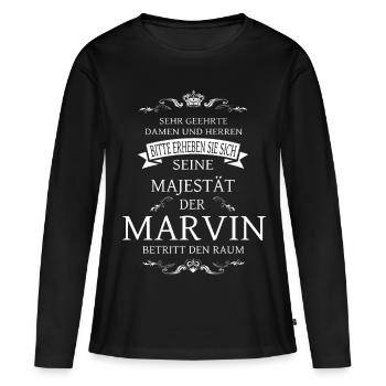 Seine Majestät der Marvin betritt den Raum - Frauen Premium Bio Langarmshirt - Schwarz - Vorne - Julia (174cm)