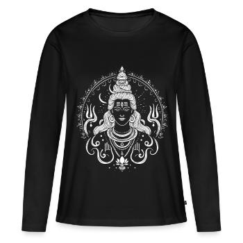 Shiva Design – Pouvoir spirituel - T-shirt manches longues Premium bio Femme - noir - Devant - Julia (174cm)