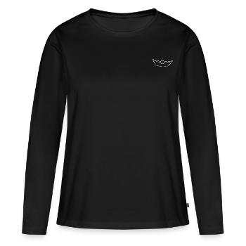 Bateau en papier - T-shirt manches longues Premium bio Femme - noir - Devant - Julia (174cm)